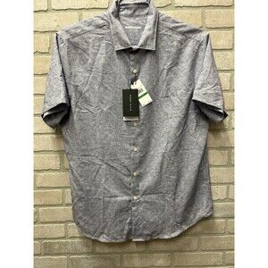Perry Ellis men’s short sleeve button-down shirt Sz L  Dapple Gray NWT